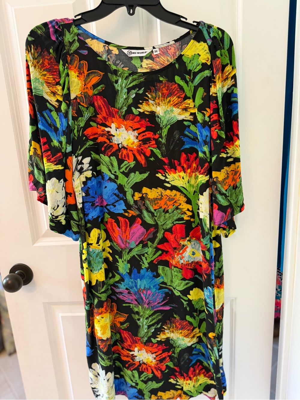 Jams World Black Floral Paint-Brush Midi Dress